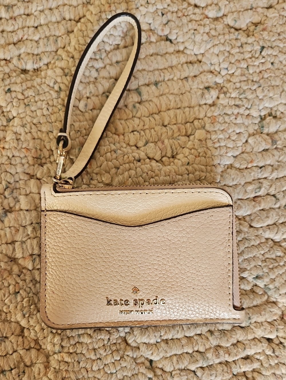 kate spade Cream Pebbled Leather Wristlet Card Holder